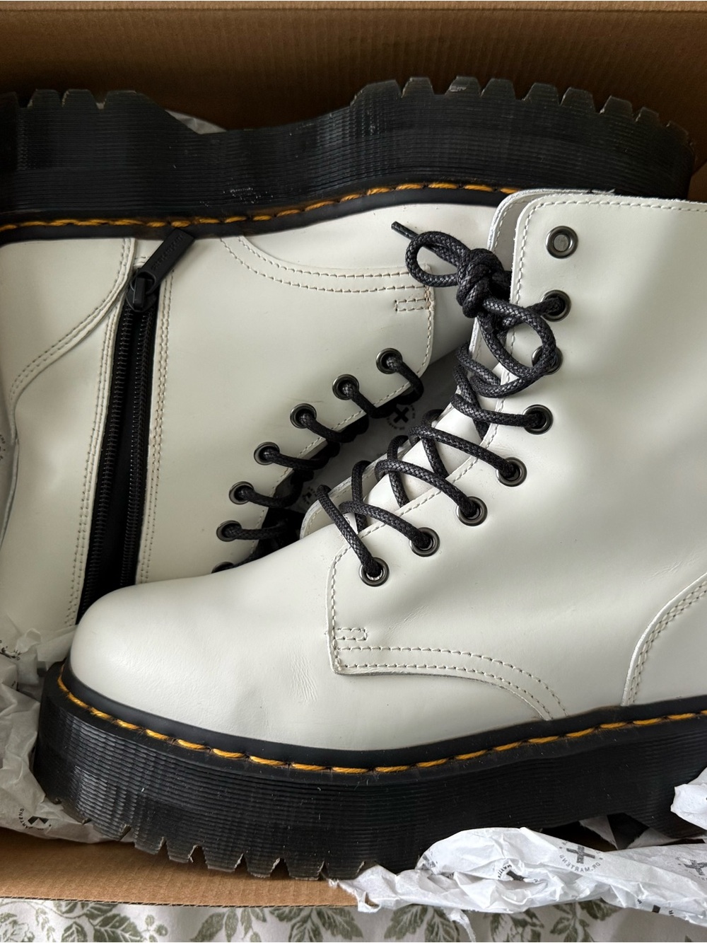 White Dr. Martens Jadon Platform Boots